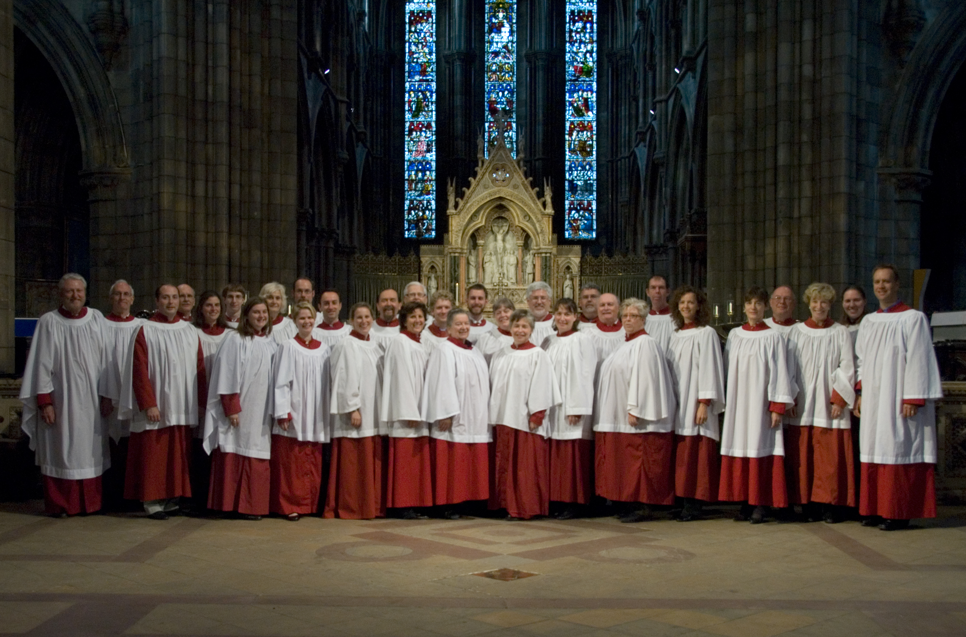 Choir group photo for 2010 tour at St Mary’s Cathedral, Edinburgh, Scotland